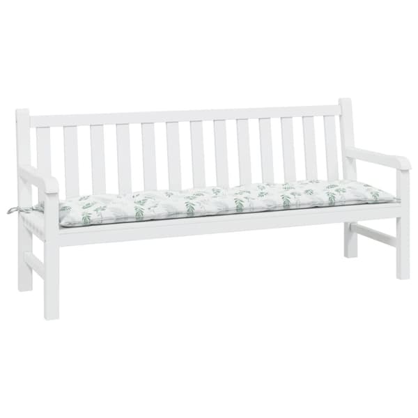 vidaXL Bänkdyna för trädgården bladmönster 180x50x7 cm oxfordtyg