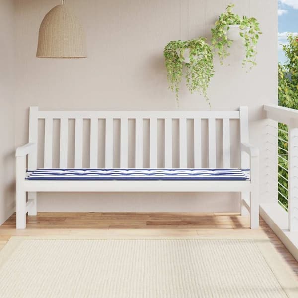 vidaXL hynde til havebænk 200x50x3 cm striber stof blå og hvid