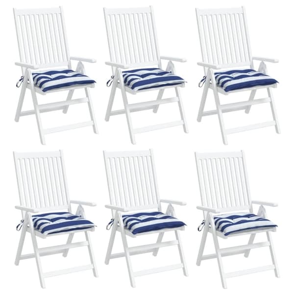 vidaXL Stolsdynor 6 st blå&vit randig 40x40x7 cm tyg