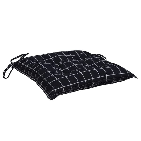 vidaXL Istuintyynyt 6 kpl musta ruutukuvio 40x40x7 cm kangas