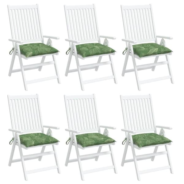 vidaXL Stolsdynor 6 st bladmönster 40x40x7 cm tyg