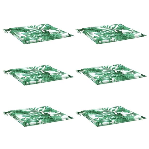 vidaXL hynder til havestol 6 stk. 50x50x3 cm stof bladmønster