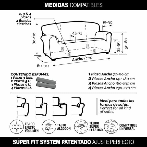 Sofföverdrag Sofaskins NIAGARA Gul - 3-mans soffa 180 - 230 cm