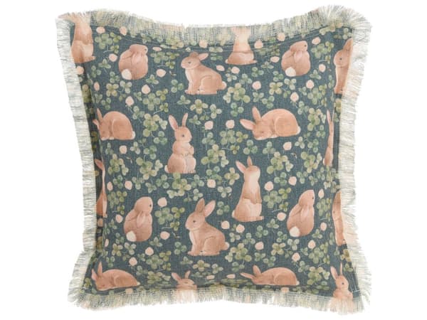 Set om 2 prydnadskuddar grön bomull polyester 45 x 45 cm djurmönster fyrkantig med insats påskdekorationer prydnadskuddar