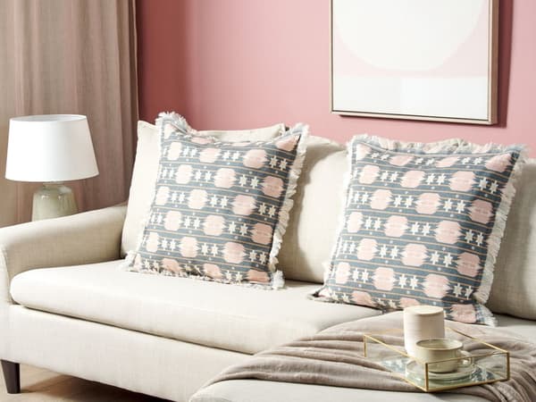 Set med 2 prydnadskuddar Flerfärgad bomull Polyester 60 x 60 cm Geometriskt abstrakt mönstertryck Modern inredning Tillbehör