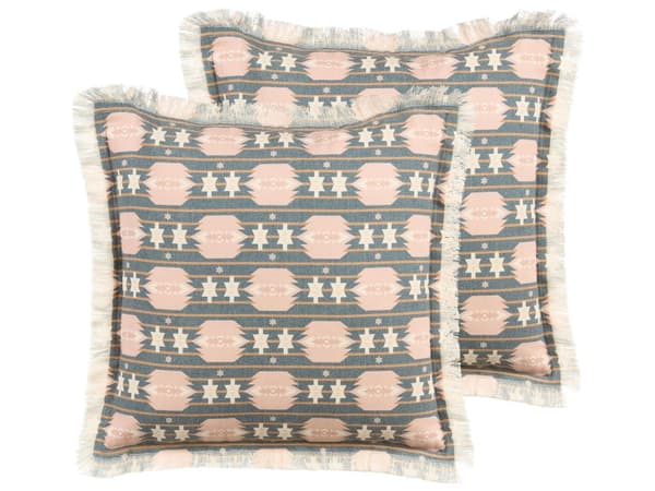 Set med 2 prydnadskuddar Flerfärgad bomull Polyester 60 x 60 cm Geometriskt abstrakt mönstertryck Modern inredning Tillbehör