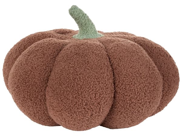 Pumpaformad Prydnadskudde Brun Boucle ⌀ 35 cm Kudde Halloween Dekor Stoppad Vardagsrum Sovrum