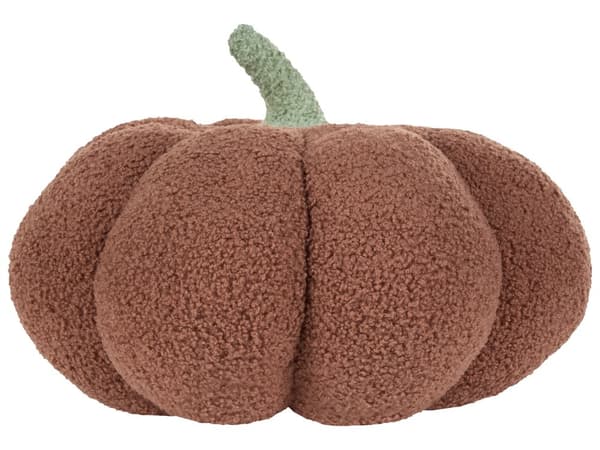 Pumpaformad Prydnadskudde Brun Boucle ⌀ 35 cm Kudde Halloween Dekor Stoppad Vardagsrum Sovrum