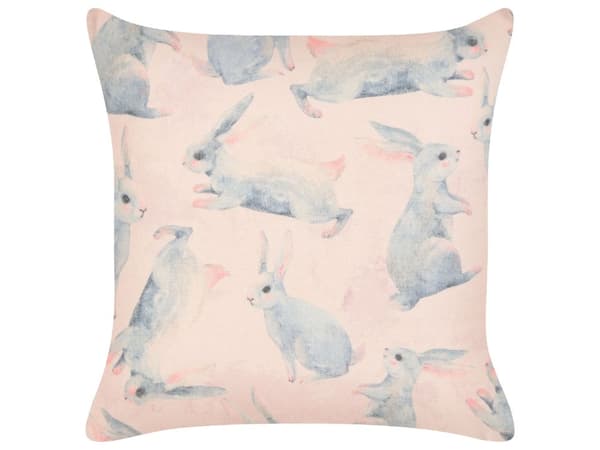 Set om 2 kuddar Grå Bomull och Polyester Tyg 45 x 45 cm Kaninmotiv Avtagbara Kuddfodral Vardagsrum Sovrum