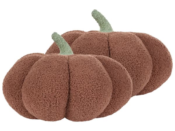 Sett med 2 pynteputer Brun Bouclé ø 35 cm Gresskar Halloween Dekorasjon Tilbehør