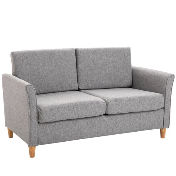 Rootz Tvåsitssoffa - Avtagbara kuddar - Linne - Skum - Gummiträ - Ljusgrå - 141x65x78cm