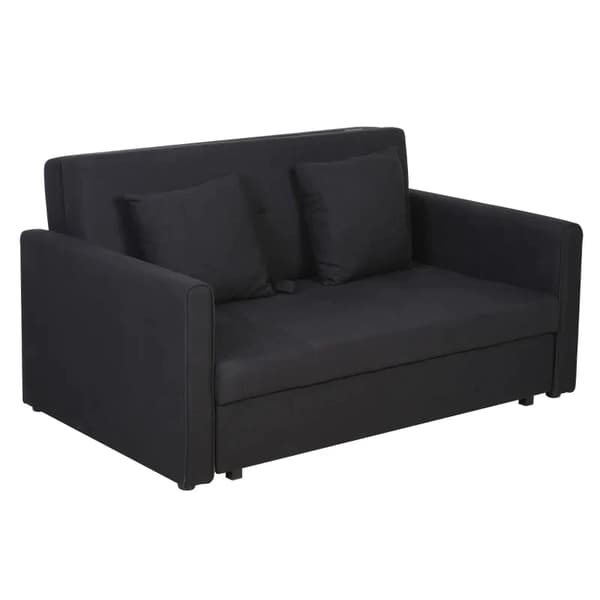 Rootz 2 pers. sovesofa - konvertibel sovesofa - Moderne stof Loveseat sofa sofa med 2 hynder - Skjult opbevaring til stuen - Gæsteværelse - Mørkegrå -
