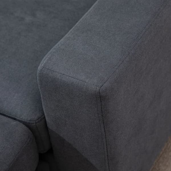 Rootz Hörnsoffa - Scandi Design - Knappsömmar - Tvättbar - Massivt trä - Mjukt vadderad - Linnelook - Grå - 193L x 136W x 85H cm