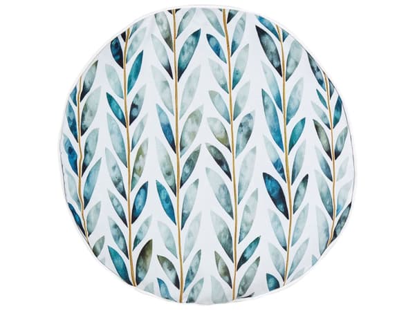 Uppsättning med 2 trädgårdskuddar Vit och Grön Polyester ⌀ 40 cm Rektangulär Kudde med Bladmönster Modern Design Uteplats Trädgård