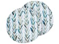 Miniatyrbild 1 av 7: Uppsättning med 2 trädgårdskuddar Vit och Grön Polyester ⌀ 40 cm Rektangulär Kudde med Bladmönster Modern Design Uteplats Trädgård