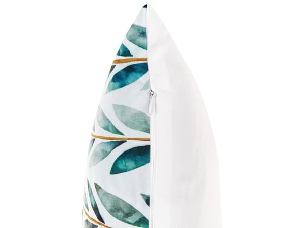 Uppsättning med 2 trädgårdskuddar Vit och Grön Polyester 40 x 60 cm Rektangulär Kudde med Bladmönster Modern Design Uteplats Trädgård