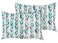 Miniatyrbild 1 av 8: Uppsättning med 2 trädgårdskuddar Vit och Grön Polyester 40 x 60 cm Rektangulär Kudde med Bladmönster Modern Design Uteplats Trädgård