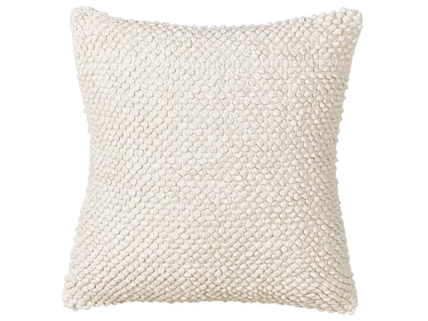 Prydnadskudde Beige Bomull 45 x 45 cm Enhetligt Mönster Fyrkantig Tyg Sovrum Vardagsrum