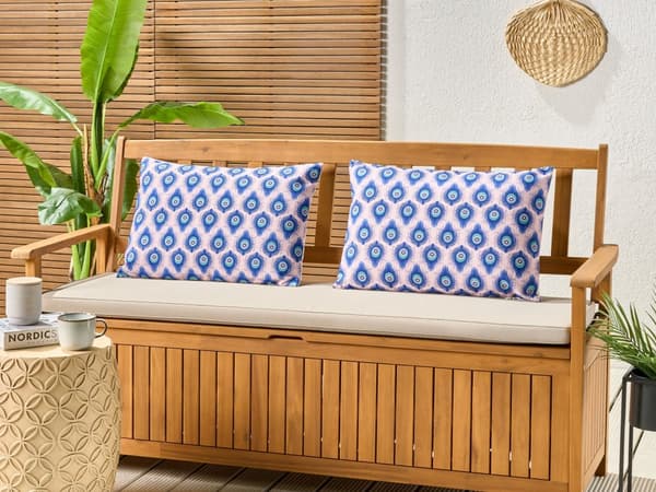 Set med 2 trädgårdskuddar Flerfärgad polyester påfågelmönster 40 x 60 cm Modern utomhusdekoration Vattenavvisande