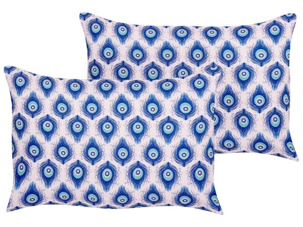Set med 2 trädgårdskuddar Flerfärgad polyester påfågelmönster 40 x 60 cm Modern utomhusdekoration Vattenavvisande