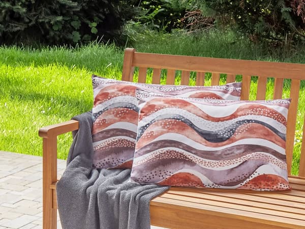 Set med 2 trädgårdskuddar Brun polyester Abstrakt motivmönster 40 x 60 cm Modern utomhusdekoration Vattenavvisande