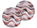 Miniatyrbild 1 av 7: Set med 2 trädgårdsdynor Brun polyester Abstrakt motiv ⌀ 40 cm Modern utomhusdekoration Vattenavvisande