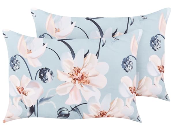 Set med 2 trädgårdskuddar blå polyester blommönster 40 x 60 cm Modern utomhusdekoration Vattenavvisande