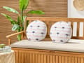 Miniatyrbild 4 av 7: Set med 2 trädgårdsdynor Vit polyester Palmmönster ⌀ 40 cm Rund Modern Utomhus Uteplats Vattenavvisande