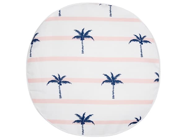 Set med 2 trädgårdsdynor Vit polyester Palmmönster ⌀ 40 cm Rund Modern Utomhus Uteplats Vattenavvisande