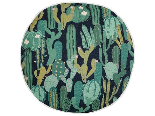 Set om 2 Trädgårdskuddar Grön Polyester Kaktusmönster ⌀ 40 cm Rund Modern Utomhus Uteplats Vattenavvisande