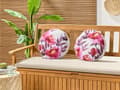 Miniatyrbild 4 av 7: Set med 2 trädgårdskuddar Vit och rosa Polyester blommönster ⌀ 40 cm Rund Modern Utomhus Uteplats Vattenavvisande