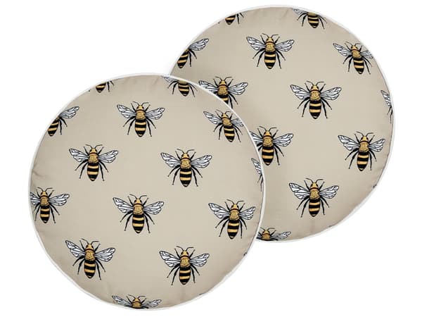Set om 2 Trädgårdsdynor Beige Polyester Bimönster ⌀ 40 cm Rund Modern Uteplats Vattenavvisande