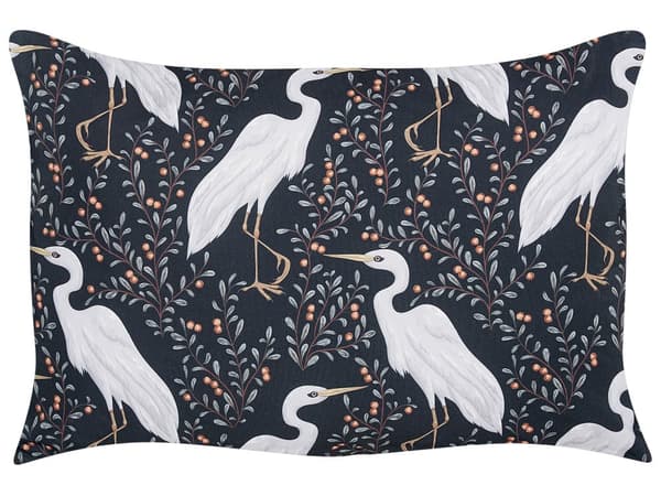 Set med 2 trädgårdskuddar Svart polyester 40 x 60 cm Fågelmotiv Modern utomhusdekoration Vattenavvisande