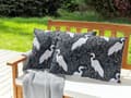 Miniatyrbild 2 av 8: Set med 2 trädgårdskuddar Svart polyester 40 x 60 cm Fågelmotiv Modern utomhusdekoration Vattenavvisande