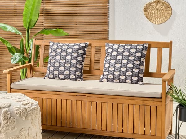 Set med 2 trädgårdskuddar Grå polyester Geometriskt mönster 45 x 45 cm Modern utomhusdekoration Vattenavvisande