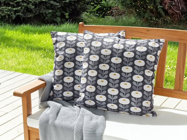 Set med 2 trädgårdskuddar Grå polyester Geometriskt mönster 45 x 45 cm Modern utomhusdekoration Vattenavvisande