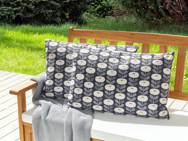 Set med 2 trädgårdskuddar Grå polyester Geometriskt mönster 40 x 60 cm Modern utomhusdekoration Vattenavvisande