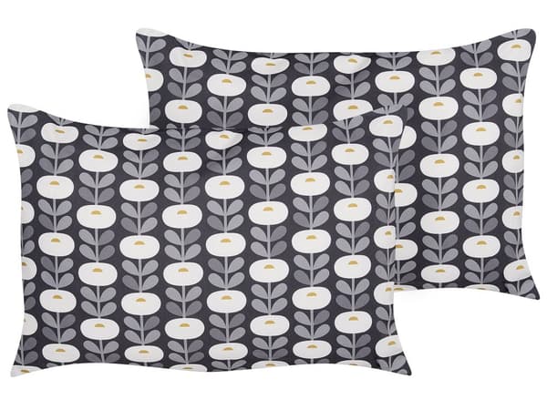 Set med 2 trädgårdskuddar Grå polyester Geometriskt mönster 40 x 60 cm Modern utomhusdekoration Vattenavvisande