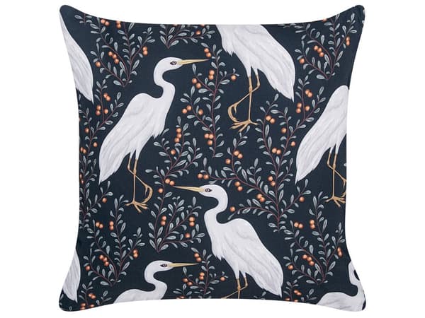Set med 2 trädgårdskuddar Svart polyester 45 x 45 Fågelmotiv Modern utomhusdekoration Vattenavvisande