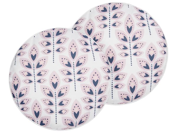 Sett med 2 hageputer Beige Polyester ⌀ 40 cm Rund Bladmønster Motiv Moderne Design Kastepute med Spredt Design