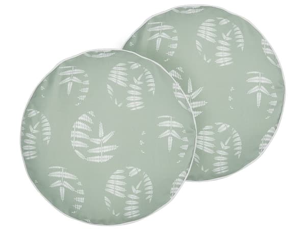 Sett med 2 hageputer Grønn Polyester ⌀ 40 cm Rund Bladmønster Motiv Moderne Design Kastepute med Spredt Design