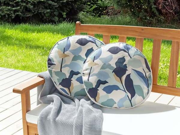Sett med 2 Hageputer Blå Polyester ⌀ 40 cm Bladmotiv Moderne Utendørs Dekorasjon Vannbestandig