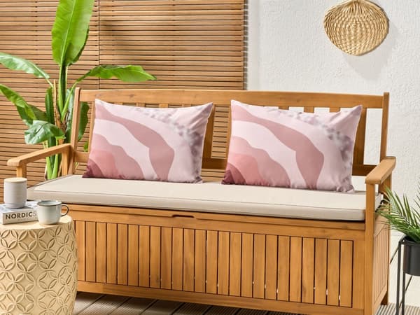 Sett med 2 Hageputer Rosa Polyester 40 x 60 cm Abstrakt Mønster Moderne Utendørs Dekorasjon Vannbestandig