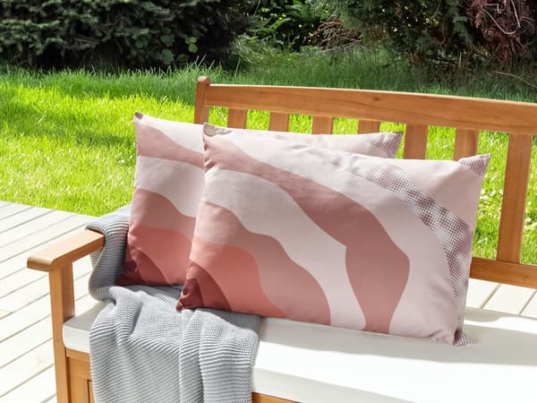 Sett med 2 Hageputer Rosa Polyester 40 x 60 cm Abstrakt Mønster Moderne Utendørs Dekorasjon Vannbestandig