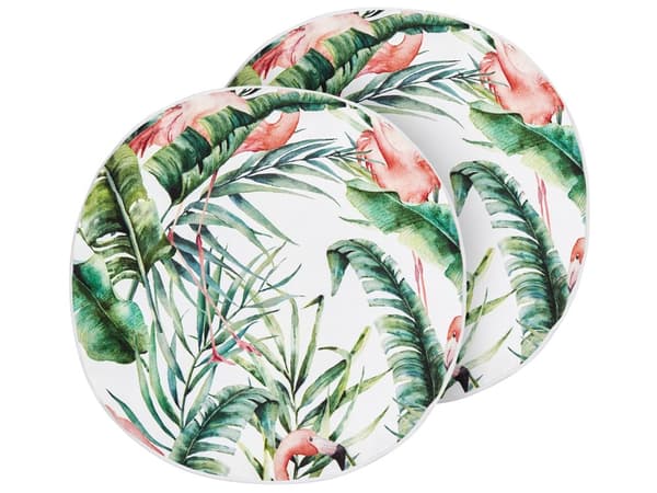 Sett med 2 Hageputer Flerfarget Polyester 40 cm Rund Flamingo Motiv Moderne Utendørs Dekorasjon Vannbestandig