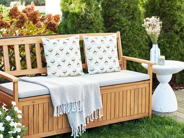 Sett med 2 Utendørsputer Lysegrønn Polyester 45 x 45 cm Firkantet med Geometrisk mønster Hage Terrasse