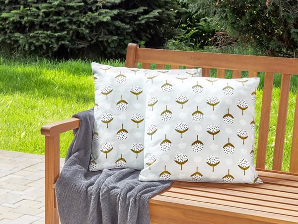 Sett med 2 Utendørsputer Lysegrønn Polyester 45 x 45 cm Firkantet med Geometrisk mønster Hage Terrasse