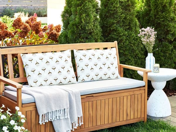 Sett med 2 Utendørsputer Lysegrønn Polyester 40 x 60 cm Rektangulær Geometrisk Mønster Hage Terrasse
