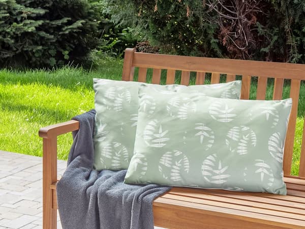 Sett med 2 Hageputer Grønn Polyester 40 x 60 cm Bladmønstermotiv Moderne Design Kastepute Spredepute