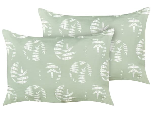 Sett med 2 Hageputer Grønn Polyester 40 x 60 cm Bladmønstermotiv Moderne Design Kastepute Spredepute
